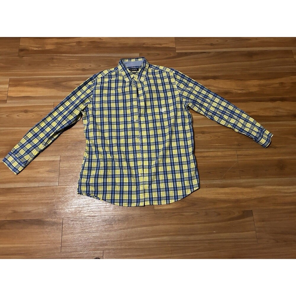 Chaps Men’s Plaid Button Down Shirt Long Sleeve Size Large Easy Care